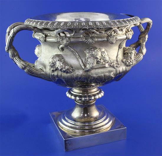 A mid Victorian silver Warwick vase wine cooler and liner by Stephen Smith & William Nicholson, 105 oz.